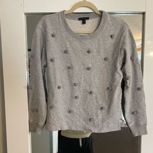 J. crew grey sweater with Pom poms size XS